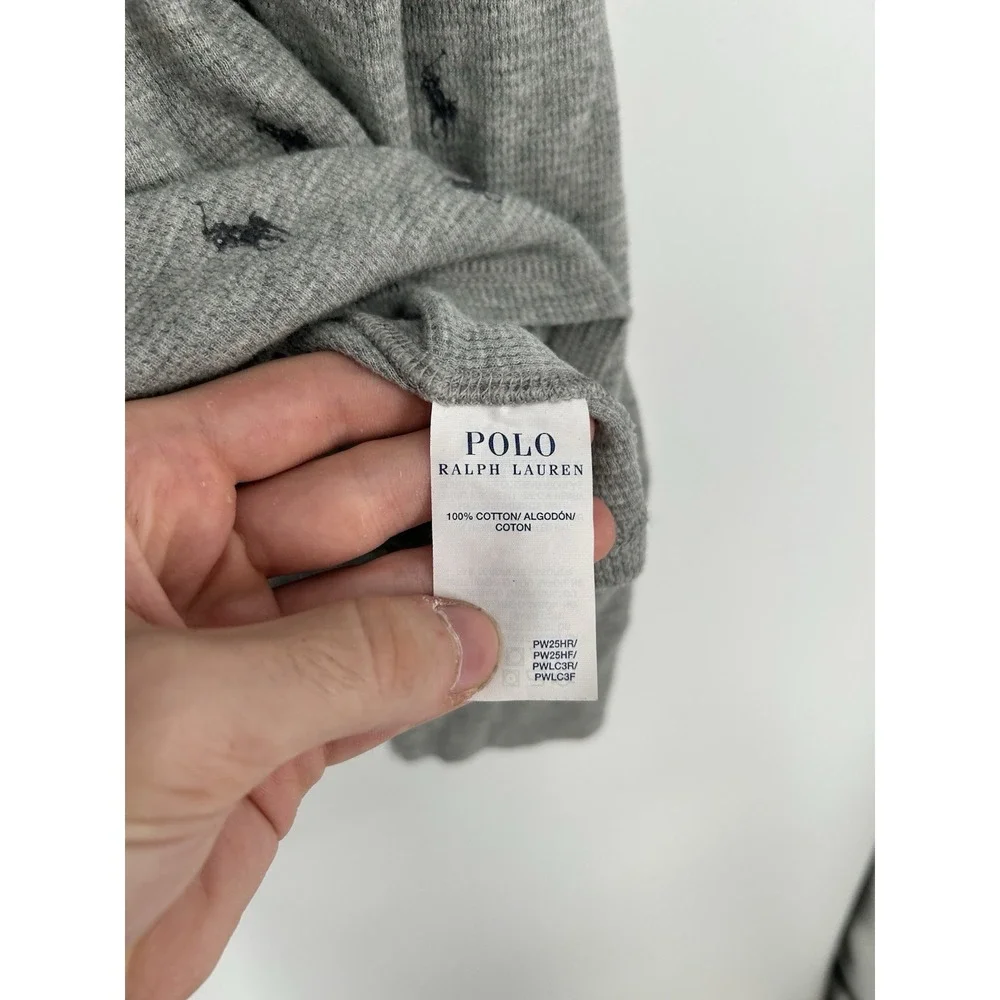 Polo Ralph‎ Lauren Pony Logo AOP All Over Print Logo Thermal Waffle Knit Small